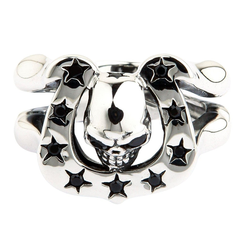 EC4Shop Number 13 Stainless Steel Skull Men's Biker Ring – 316L, Silver/Black Or Silver/Black/Gold (Polished Vintage Finish)