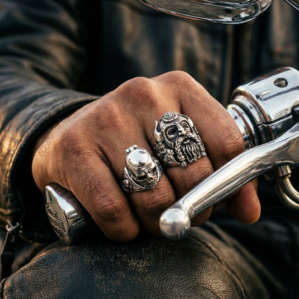 Anello Da Uomo Con Teschio Alato In Argento Sterling 925 - Foto 5