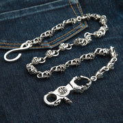 Skull Padlock Wallet Chain — CZ-Studded Gothic Statement