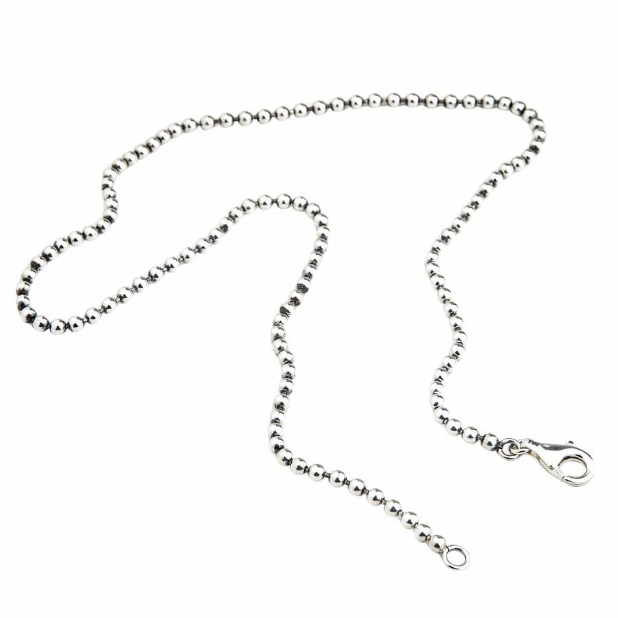 The solid 925 silver bead chain necklace shown on a white background.