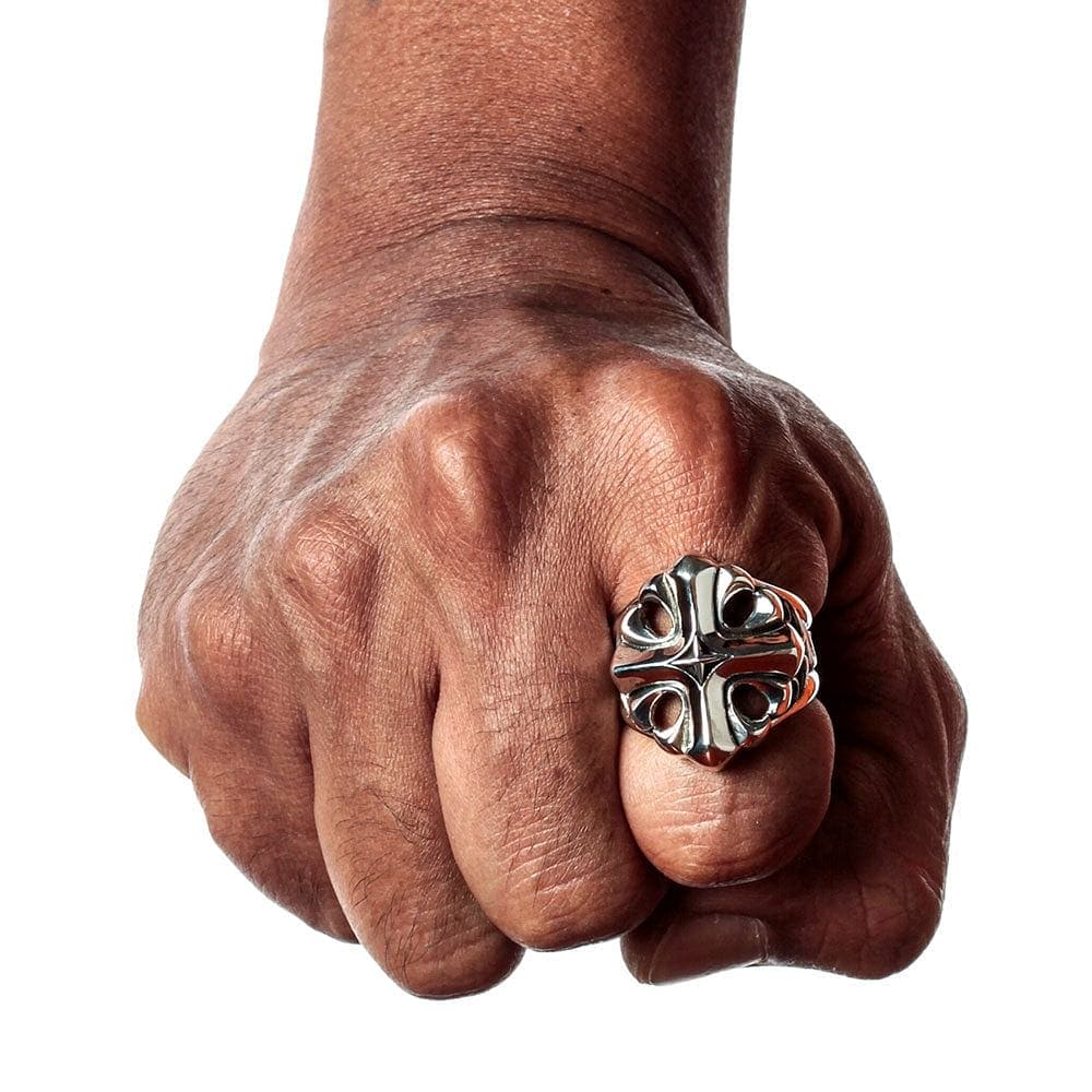 Star Cross Sterling Silver Men's Ring – Bold, Gothic, Handcrafted Jewelry
