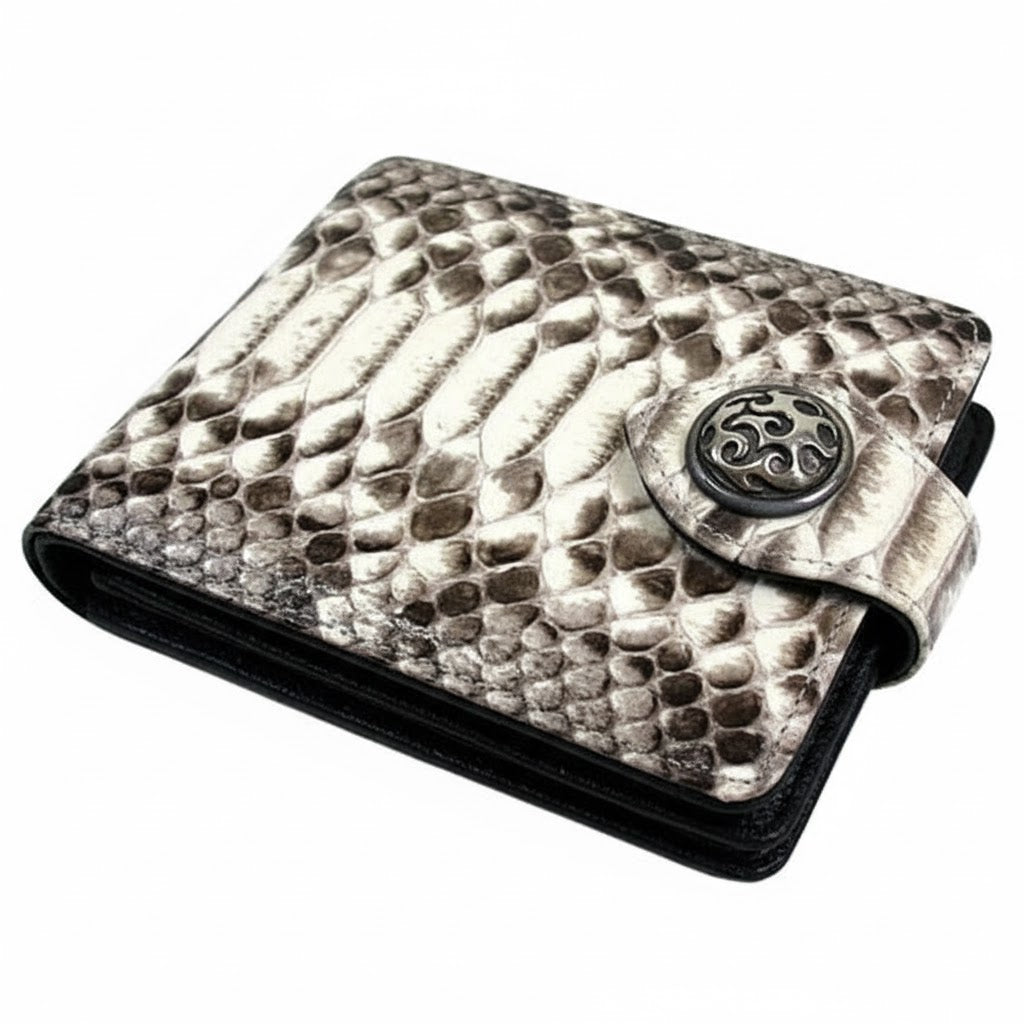 Genuine Python Skin Wallet with 925 Silver Snap - Main Image
