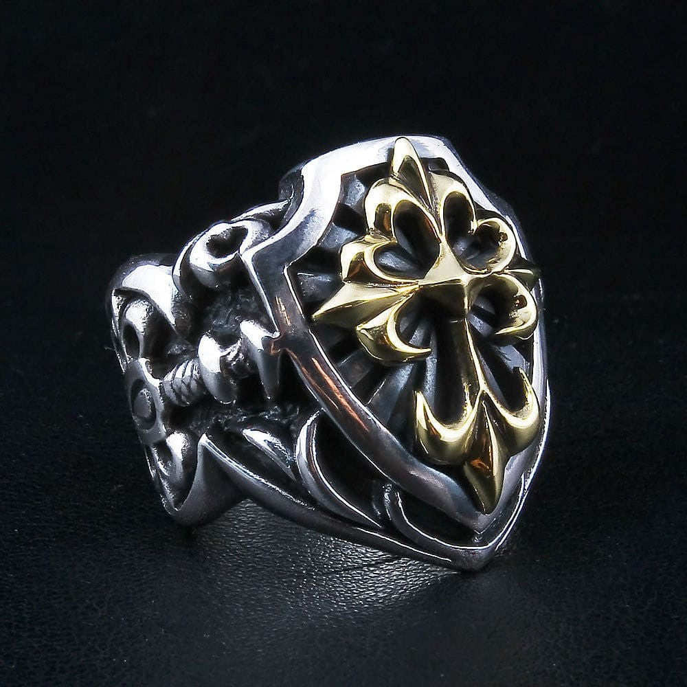 Sheild Rings Medieval Shield Ring | Two-Tone Knight Statement Band