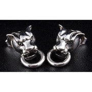 Tiger Head Sterling Silver Biker Stud Earrings