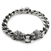 Herrenarmband aus Sterlingsilber mit Tigerkopf, Diamantaugen und Panzerkette