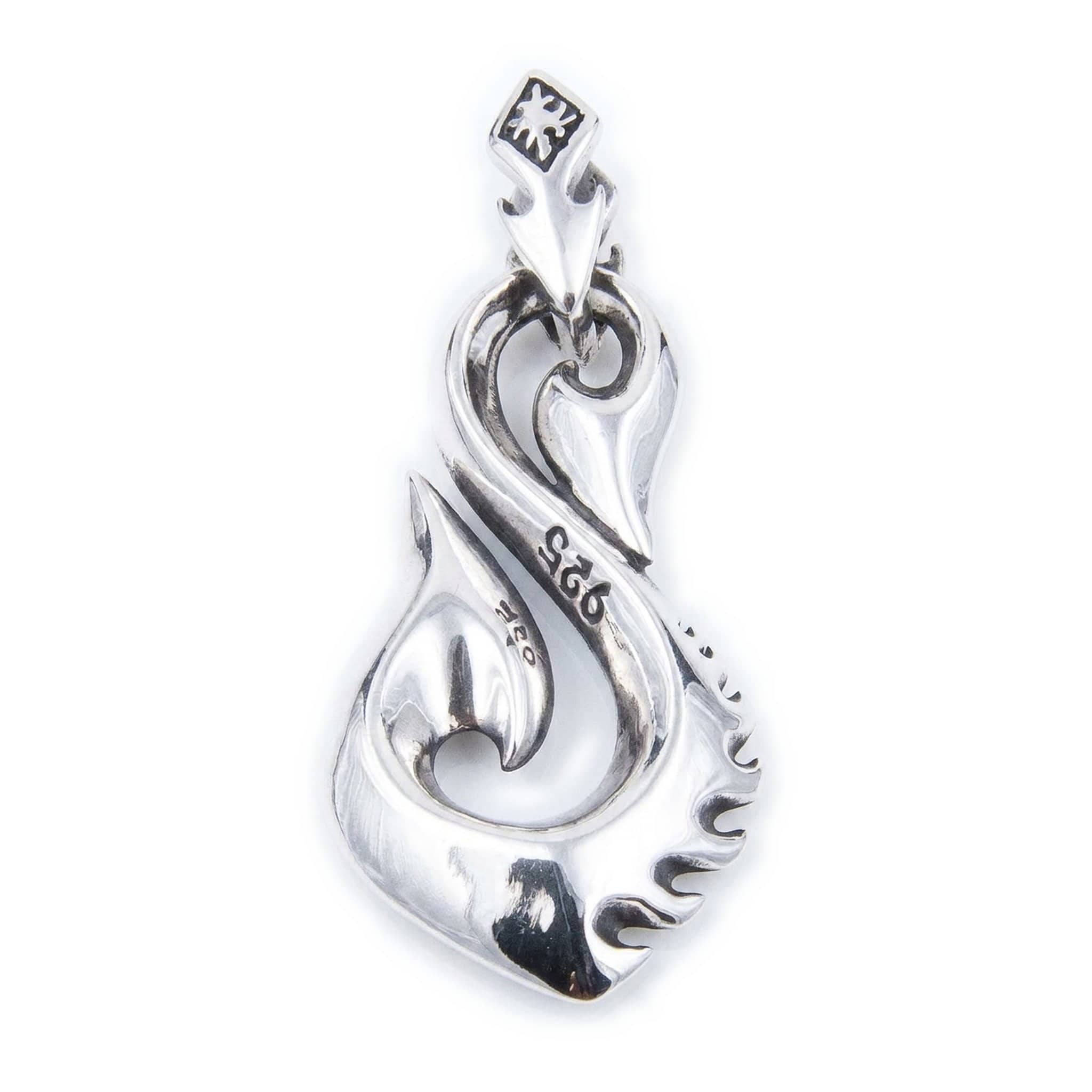 Tribal Fishhook Pendant — .925 Sterling Silver, 15g