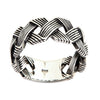 Handmade wave knot sterling silver band ring front view showing intricate woven pattern and 925 hallmark