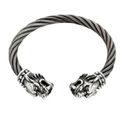 Woven Tiger Head Sterling Silver Biker Cuff Bracelet