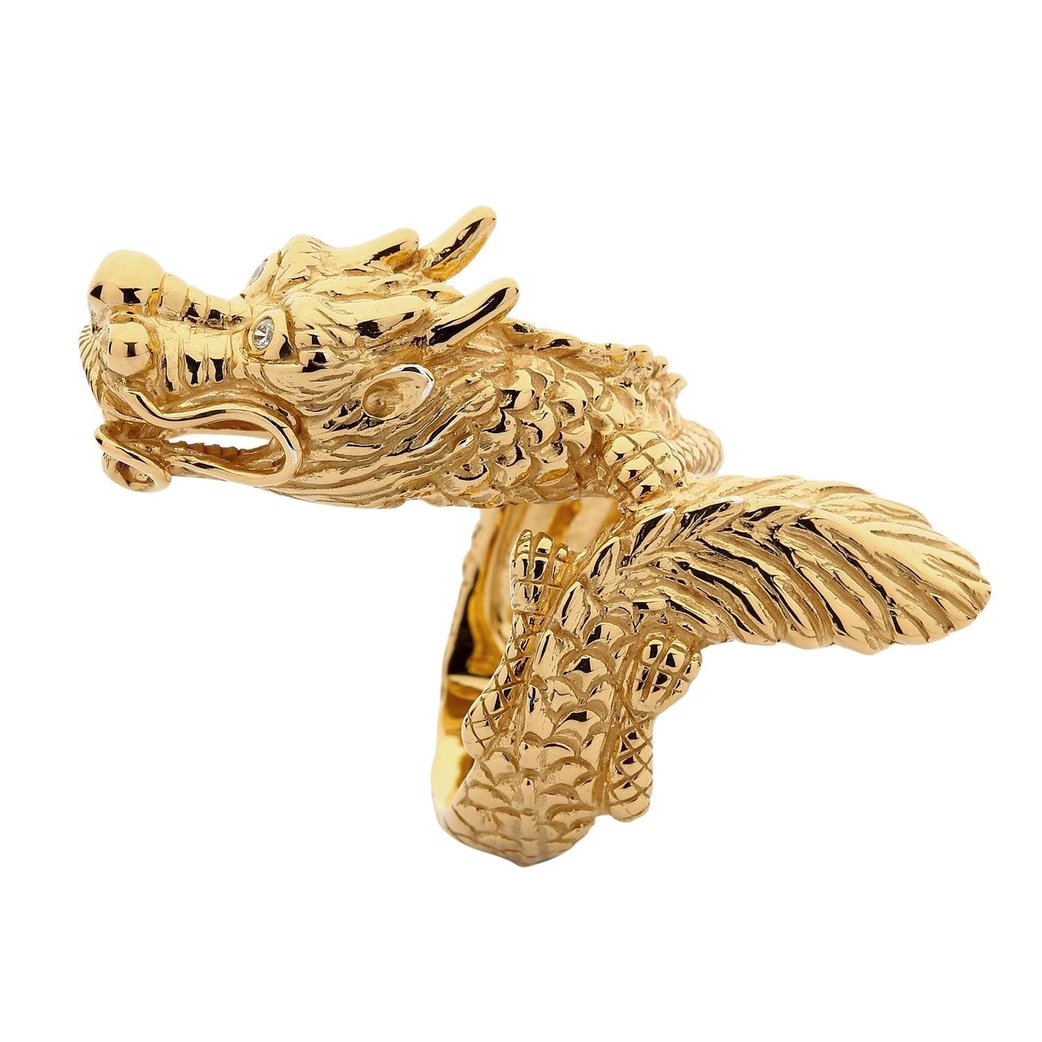 22k Ring Solid Gold ELEGANT Charm Men Luck Dragon Ring SIZE 9 