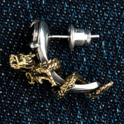 925 Sterling Silver Gold Brass Dragon Stud Earring