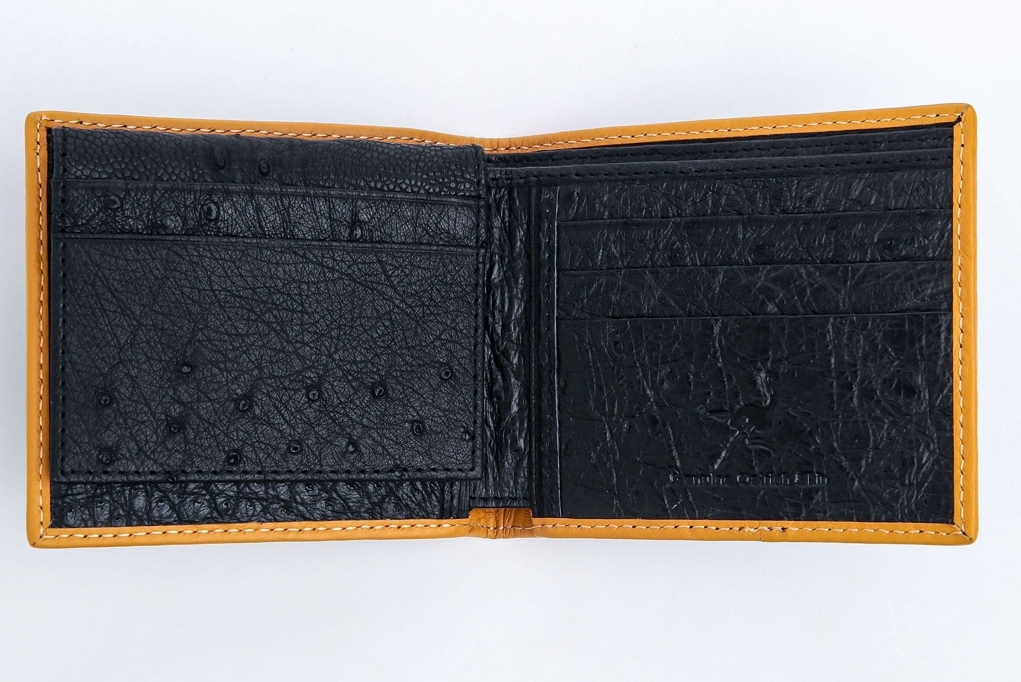 Ostrich Black Wallet W/ Center Flap