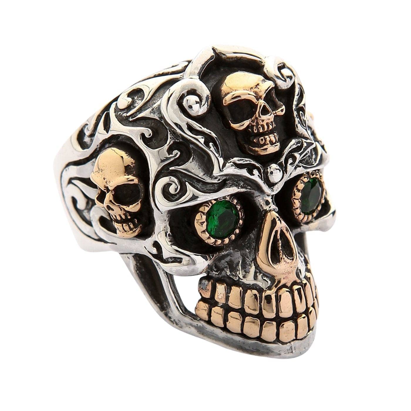 Anello in argento sterling fatto a mano con teschio incoronato Anello in argento sterling fatto a mano con teschio incoronato