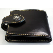 black genuine cowhide leather biker wallet