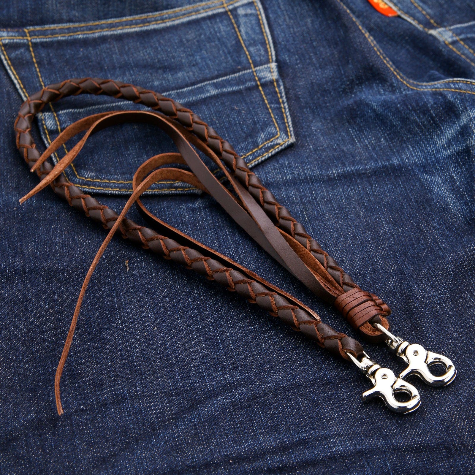 Biker Wallet Leather Chain in Brown