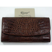 dark brown crocodile trifold wallet