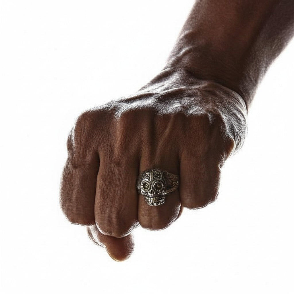 Mexican Skull Ring in Sterling Silver | Día de los Muertos Jewelry