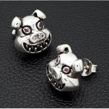 Sterling Silver Evil Devil Pig Earrings