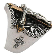 Diamond Jesus Sterling Silver Men's Cross Ring