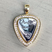 sterling silver diamond guitar pick pendant