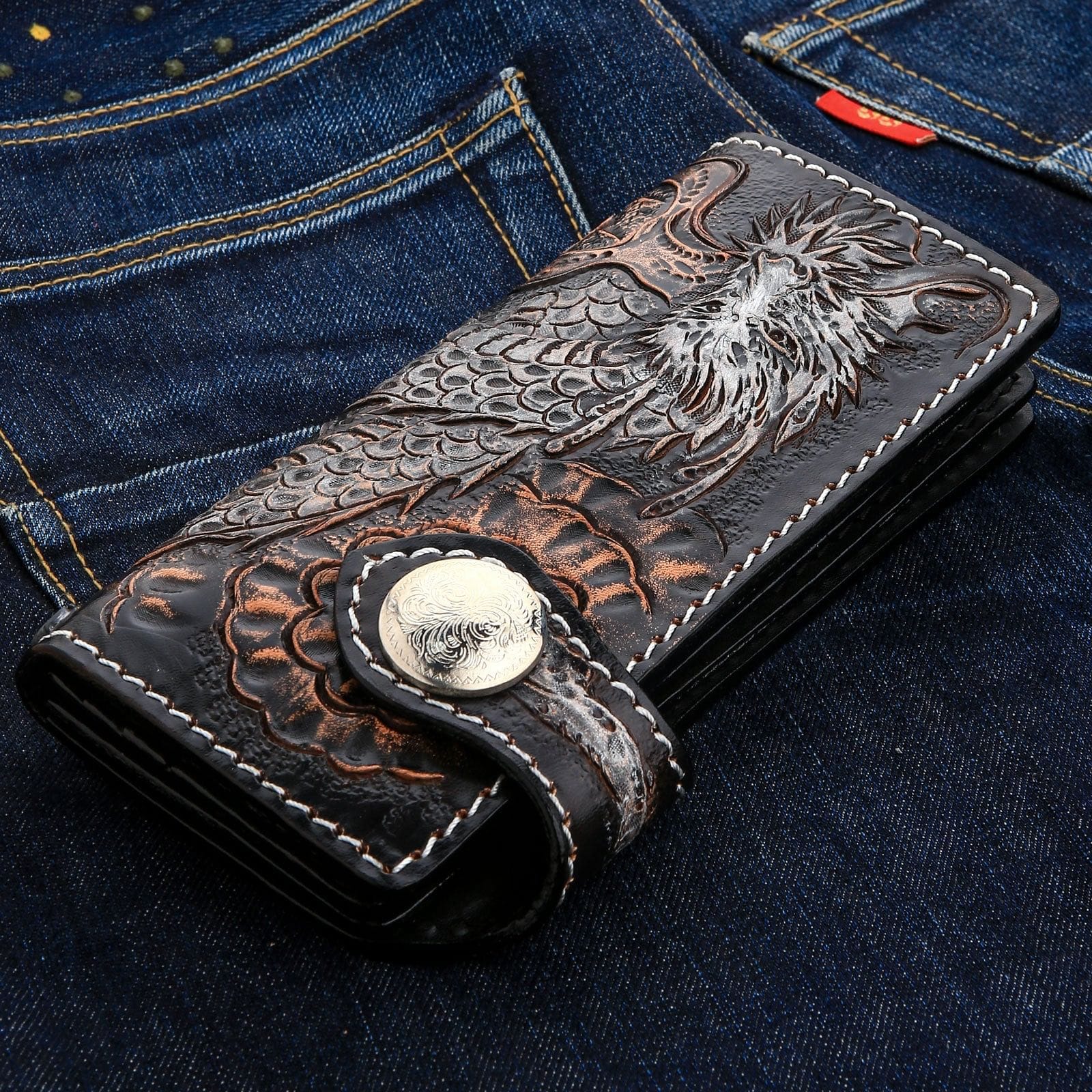Wallet So Easy Rider Rider Dragon Genuine Leather Biker Wallet