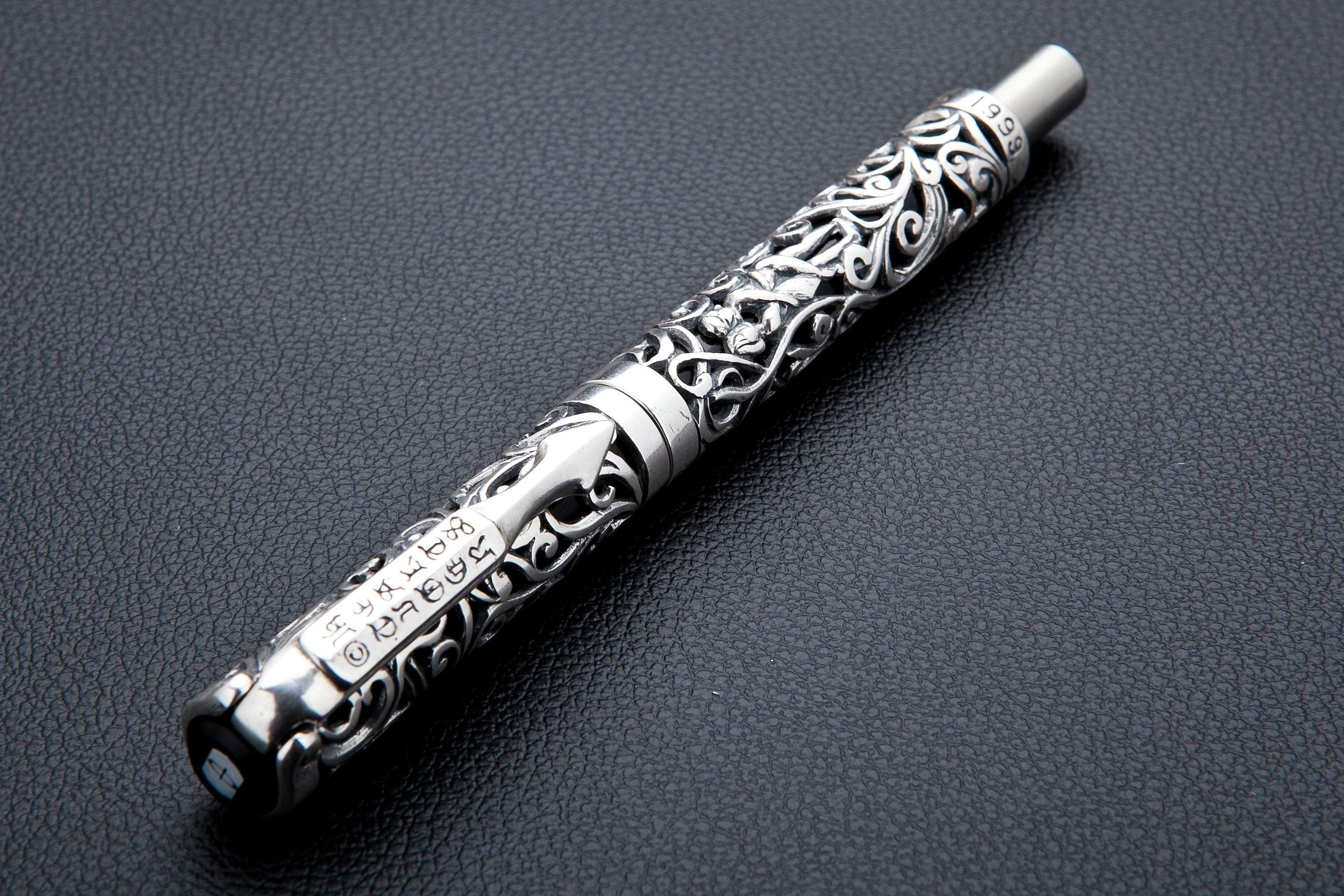 Pure Silver Sterling 925 Silver Pen Gift For Men Vintage Carved