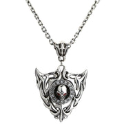 Sterling Silver Flame Blade Skull Pendant Necklace