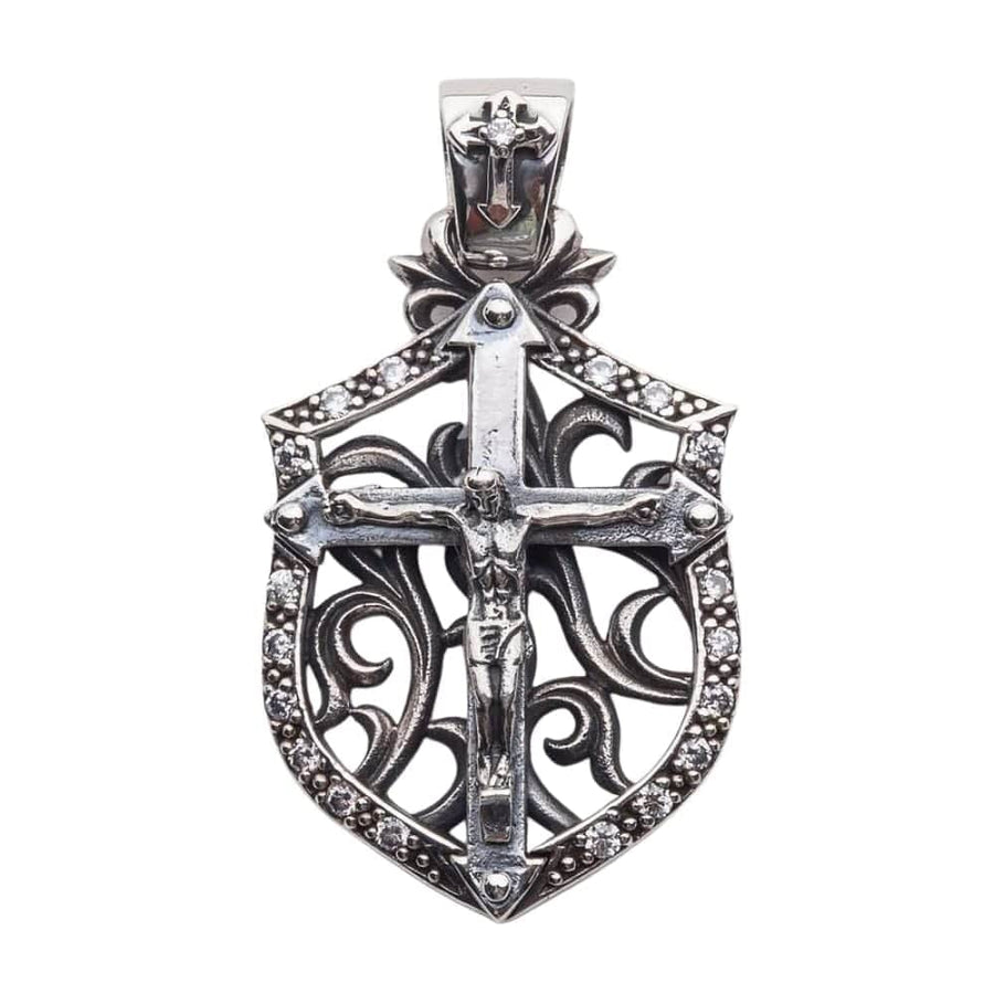 Fuldt frontalt billede af Sterling Silver Christian Amulet vedhæng