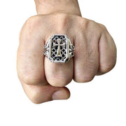 silver cross mens ring