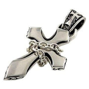 chained cross silver men's pendant