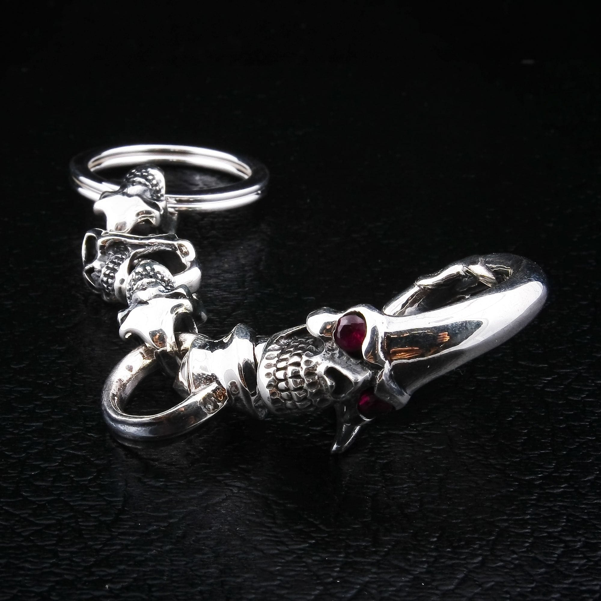 Gothic Devil Skull Sterling Silver Key Chain