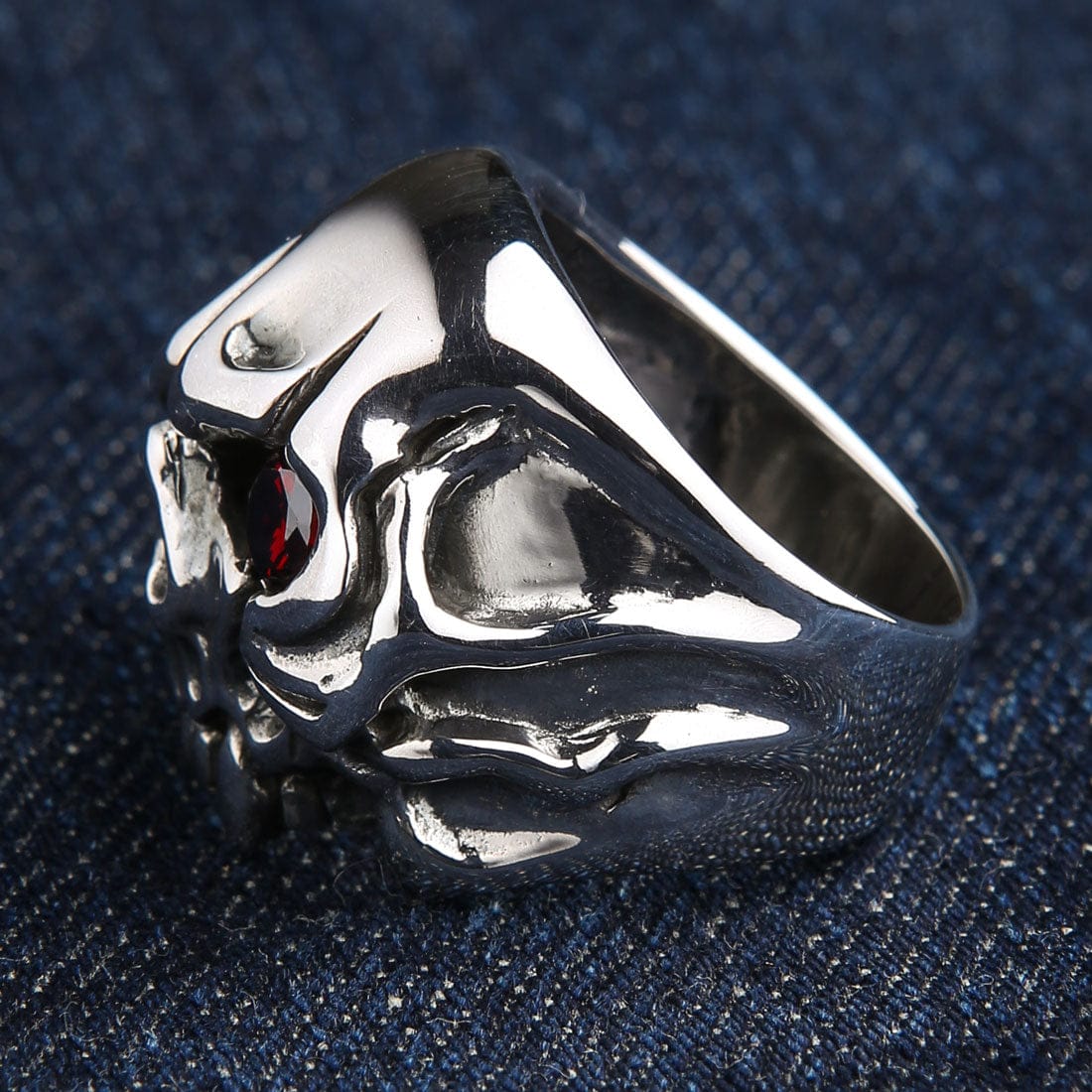 Vampire Rings Men Vampire Skull Ring | Sterling Silver Red Eye Biker Jewelry