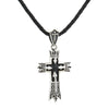 Collana a croce di cavaliere in argento sterling con onice nero
