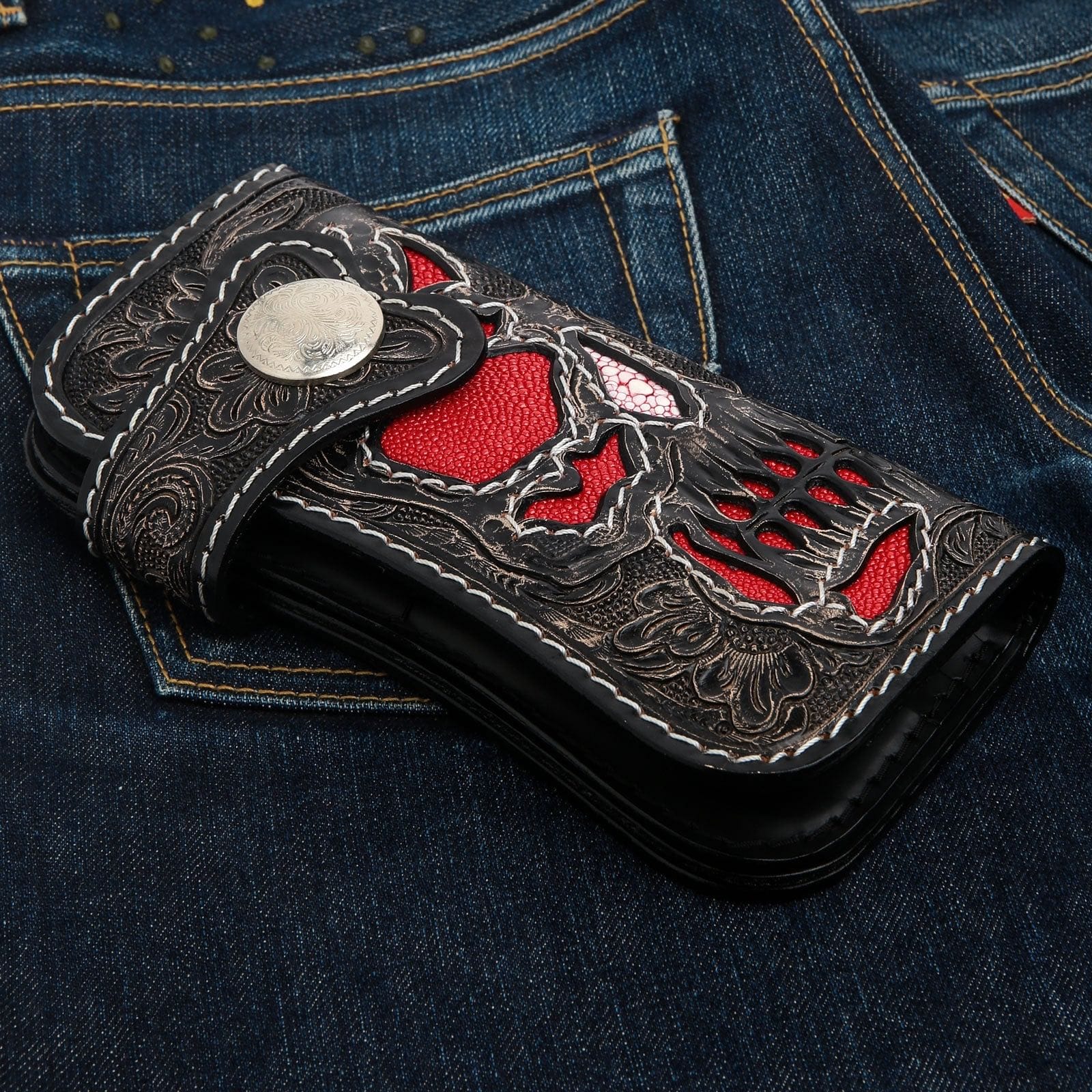 Custom Hand Tooled and Painted Genuine Leather Wallet- Personalized