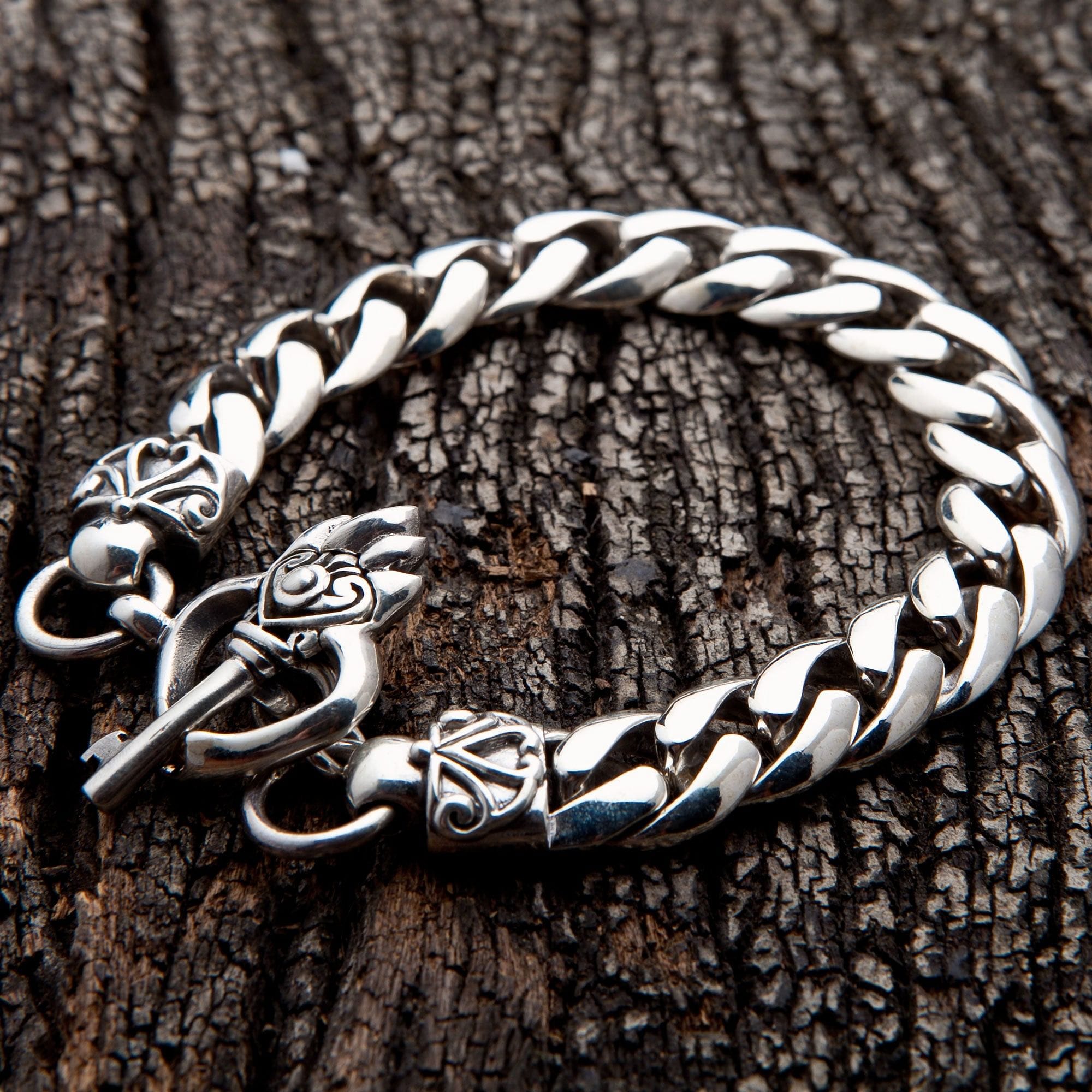 Vintage Silver English Heart Padlock Curb Chain Bracelet – Boylerpf