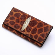 leopard stingray skin leather women's wallet