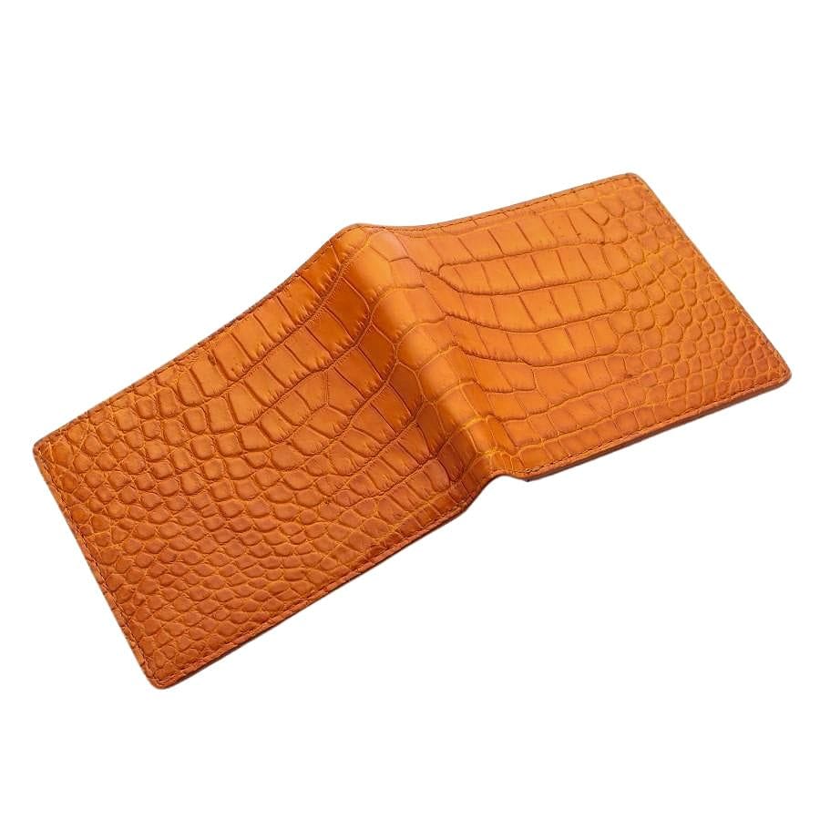 Béarn crocodile wallet Hermès Orange in Crocodile - 23895109