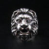 diamond eye lion head ring in sterling silver