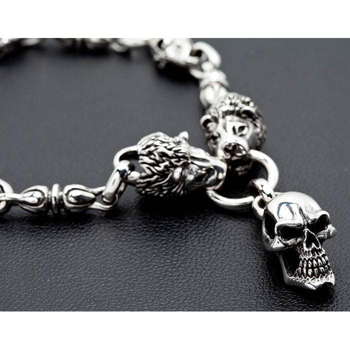 Lion Skull Sterling Silver Biker Necklace
