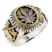 Marijuana Cannabis Leaf Sterling Silver Ring