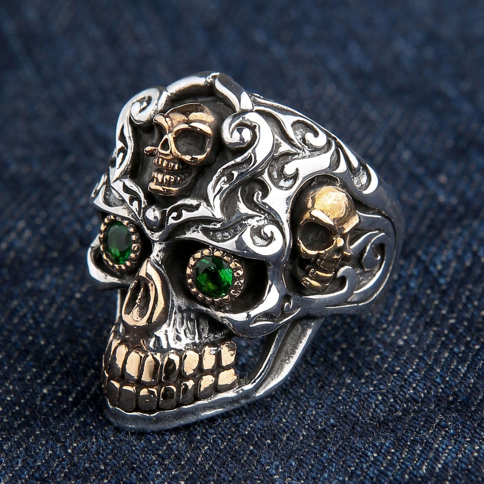 Sterling Silver Biker Mexican Skull Ring