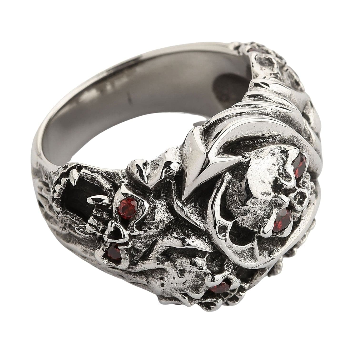 Bikerringshop Sterling Silver Skull & Rose Ring – 34g Solid .925 Silver With Cubic Zirconia, Men’s Bold Statement Ring