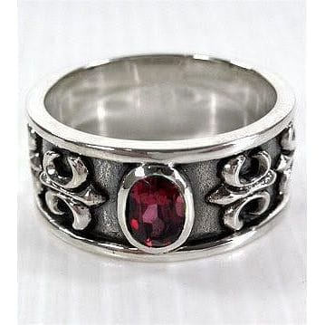 Mens Ruby Ring | 1 1/2ct Oval Created Ruby and Diamond Men's Ring Crafted  In Solid Yellow Gold