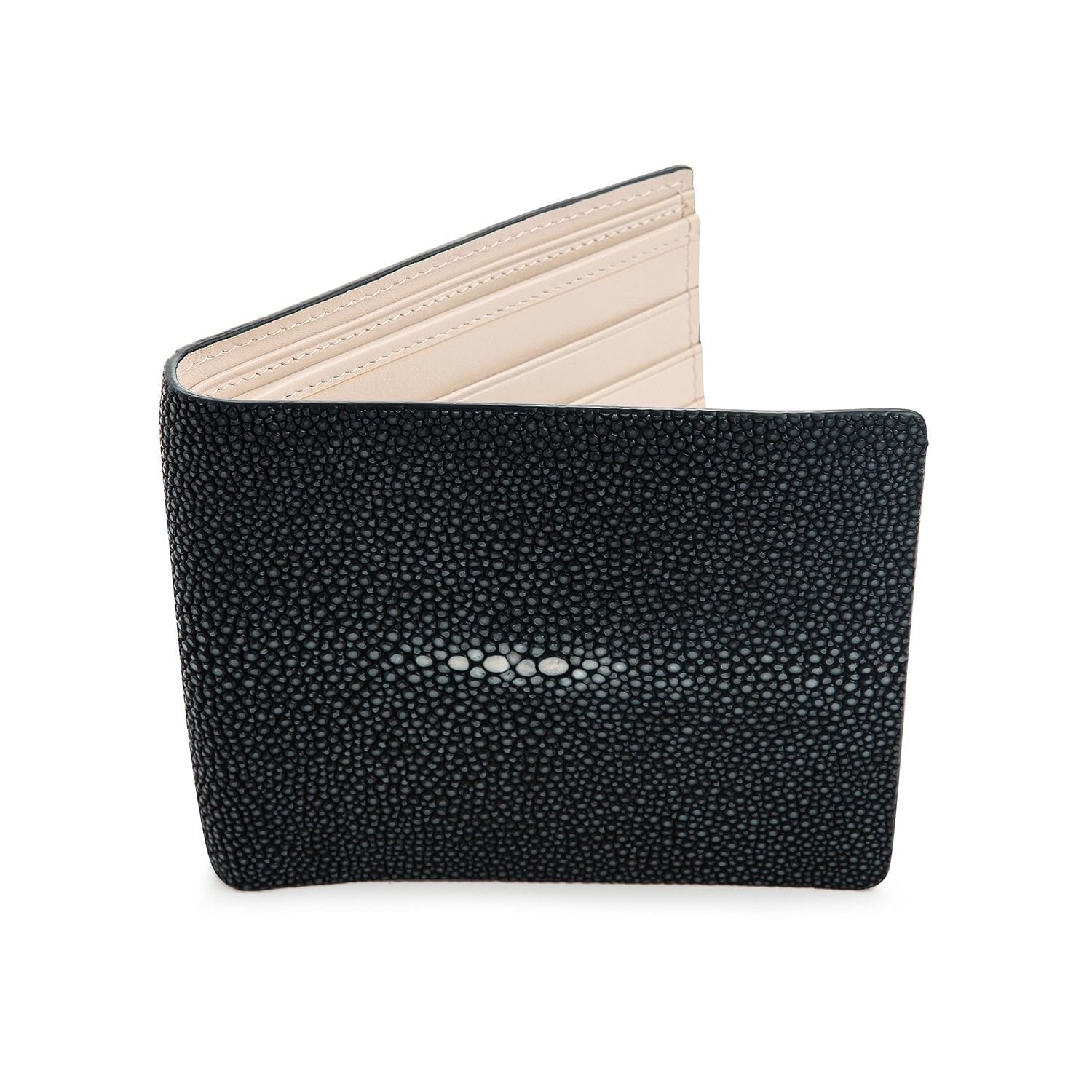 New Black Genuine Leather Stingray Skin Women Tri-fold Clutch Wallet Purse.  | eBay