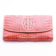 old rose crocodile long women's wallet