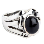 Black Onyx Sterling Silver Rocker Men's Ring