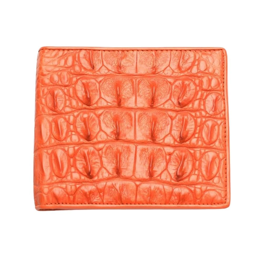 Single Card Holder Orinoco 'Croc' Print Calf Leather - Orange