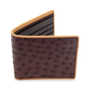 men's ostrich wallet, dark brown