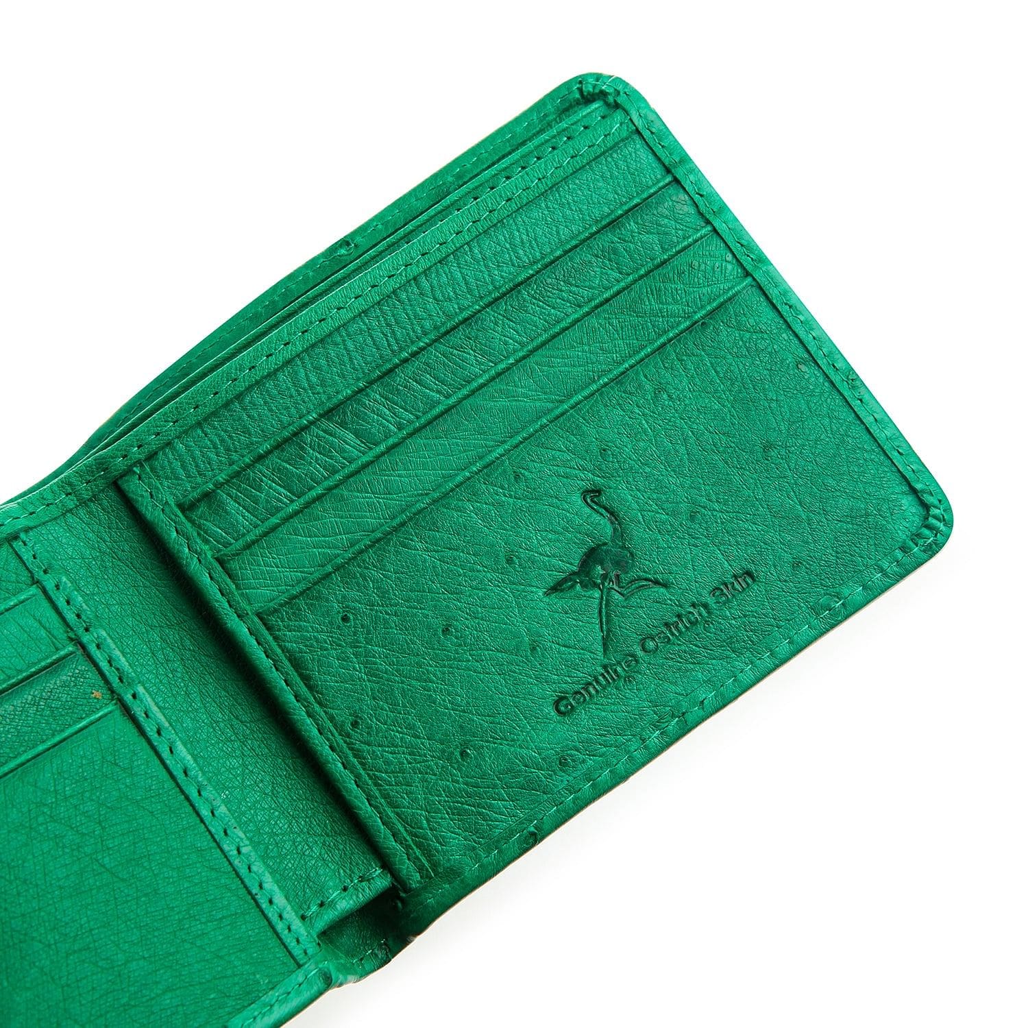 Green Genuine Ostrich Skin Leather Men's Wallet