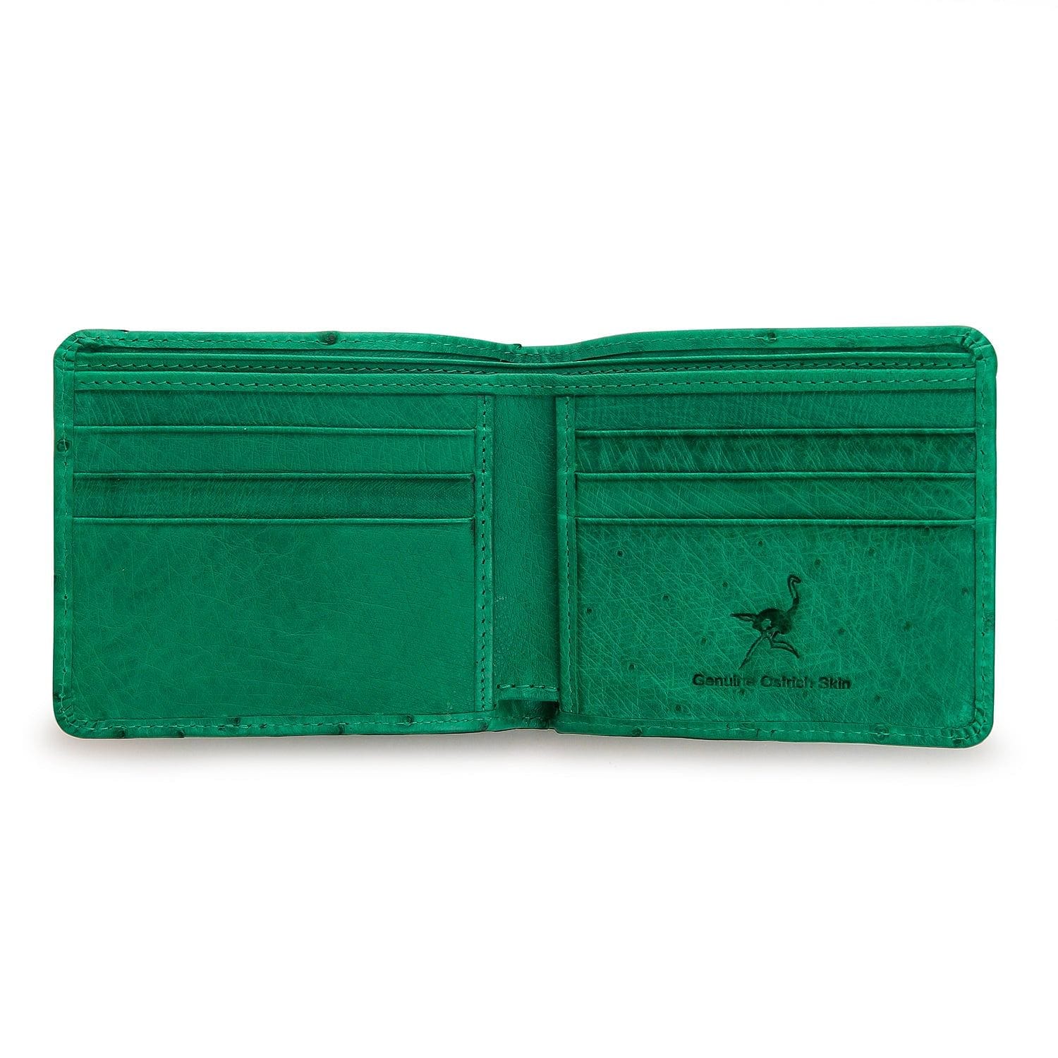 Green Genuine Ostrich Skin Leather Men's Wallet