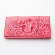 pink crocodile leather long women's wallet